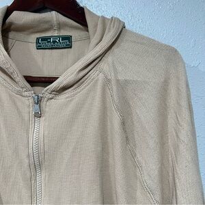 Lauren Ralph Lauren Hooded Waffle Knit Full Zip Hooded Jacket Adult Large Beige